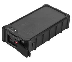 Sandberg Solar Powerbank CampLED 20000mAh černá / 1x USB-A + 2x USB-C / svítilna + solární panel / IP65