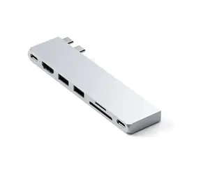Satechi Pro Hub Slim stříbrná / USB 4 / HDMI / 2x USB-A / microSD / SD / USB-C