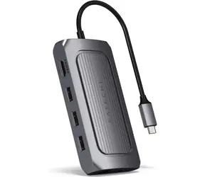 Satechi USB-4 Multiport šedá / adaptér / USB-C / 3x USB-A / 8K HDMI / RJ45 / microSD / SD / 3.5mm jack / PD 100 W