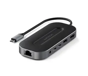 Satechi USB-4 Multiport šedá / adaptér / 2x USB-C / USB-A / RJ45 / HDMI / 3.5mm jack / PD 