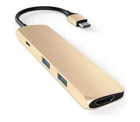 Satechi USB-C Slim Multiport zlatá / adaptér / USB-C / 2x USB-A / HDMI / PD 60 W