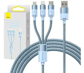 Baseus StarSpeed Kabel USB 3v1 USB-A na USB-C + microUSB + Lightning 1.2 m modrá
