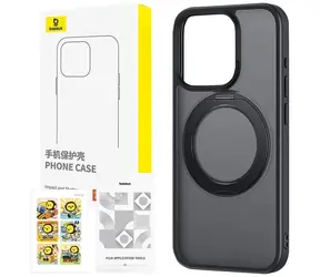 Baseus P60161006101-04 černé pouzdro se stojánkem SkyRing 360° pro Apple iPhone 15 + tvrzené sklo 
