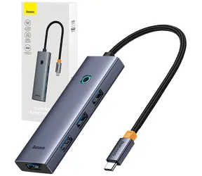 Baseus UltraJoy Rozbočovač 4v1 USB-C na 4xUSB 3.0 šedá