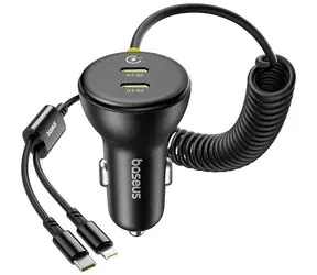 Baseus C00035902121-00 nabíječka do auta černá / USB-C + kabel Lightning / 60W