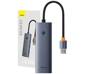 Baseus UltraJoy Rozbočovač 4v1 USB-A na 3x USB 3.0 + 1x RJ45 šedá