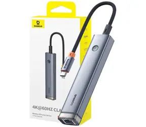 Baseus B00052801811-03 UltraJoy HUB AIR USB-C na 1x HDMI + 2x USB3.0 + 1x USB-C + 1x RJ45 šedá