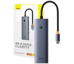 Baseus B00052802811-00 UltraJoy Rozbočovač 6v1 USB-C na 1x HDMI + 3x USB 3.0 + 1x USB-C + 1x RJ45 