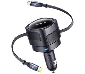 Baseus C00035507121-00 Enjoyment Max autonabíječka černá / 1x USB-C + 1x Lightning kabely / 60W 