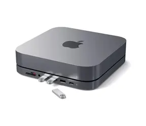 Satechi USB-C Stand Hub pro Apple Mac Mini šedá / USB-C / 3x USB-A / microSD / SD / 3.5mm jack