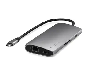 Satechi USB-C Multiport 8K šedá / adaptér / 5x USB-C / HDMI / SD / RJ45 / PD 100W