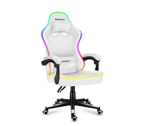 Huzaro Force 4.4 RGB bíá / Herní židle / nastavitelná / nosnost až 130 kg / látka & síťovina