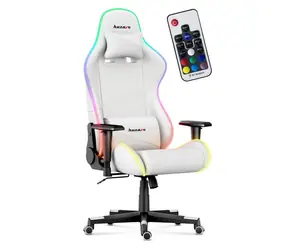Huzaro Force 6.2 RGB bílá / Herní židle / nastavitelná / nosnost až 140 kg / látka & síťovina