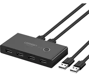 UGREEN 30768B přepínač HUB switch černá /  4x USB 3.2 / 2x kabel USB-A - USB-B 