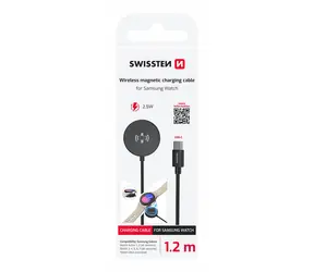 SWISSTEN Bezdrátový nabíjecí magnetický USB-C kabel pro Samsung Galaxy Watch 1.2m černá / 2.5W
