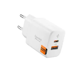 Spigen Essential EE202EU nabíječka do auta bílá / 1x USB-C / 1x USB-A / 20W 