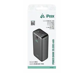 iPEAX Powerbanka 30000 mAh 10.5W černá / 2x USB-A