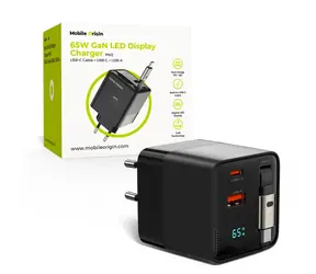 Mobile Origin v GaN 65W černá / Nabíječka s LEDdisplejem / 1x USB-C kabel / 1x USB-C & 1x USB-A