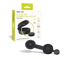 Mobile Origin PW34 3in1 Qi2 Foldable Magnetic Pad černá / Bezdrátová nabíječka / 25W