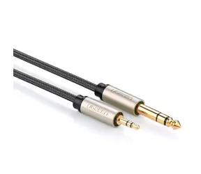 Ugreen AV127 10630 audio TRS kabel 5 m - šedá / mini jack 3,5 mm / jack 6,35 mm 