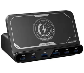 Blitzwolf BW-S27 dokovací stanice 160W černá / 2xUSB-A / 4xUSB-C / bezdrátové nabíjení