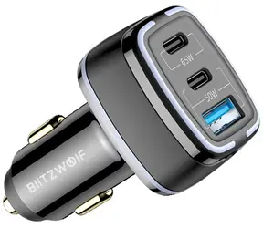 BlitzWolf BW-BC4 115W nabíječka do auta černá / 2x USB-C / 1x USB-A