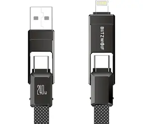 Blitzwolf BW-HDC7 4 v 1 USB-C + Lightning na USB-A + USB-C černá / 240W / 1.2 m 