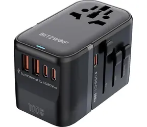 Blitzwolf BW-TA2 Cestovní adaptér 5 v 1 černá / 2x USB-A / 3x USB-C