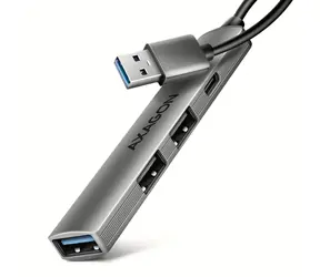 AXAGON HUE-STA, 4x USB ALU STRIP hub, 1x USB-A 5Gbps, 2x USB-A & 1x USB-C 480Mbps, kabel USB-A 12cm