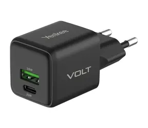 YENKEE YAC G38 VOLT BK 18+20W GaN černá / Nabíječka / USB-C 20W / USB-A 18W