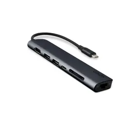 Epico 7v1 Hub temně inkoustová / 100W USB-C PD / 2x USB-A / 1x HDMI / 1x Ethernet / slot SD/MicroSD