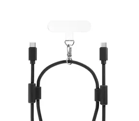 Epico šňůrka na telefon s USB-C na USB-C kabelem 80-145cm černá 