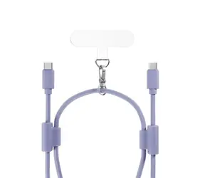 Epico šňůrka na telefon s USB-C na USB-C kabelem 80-145cm fialová 