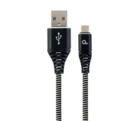 GEMBIRD Kabel USB 2.0 (M) na MicroUSB (M) černobílá / 2m / opletený