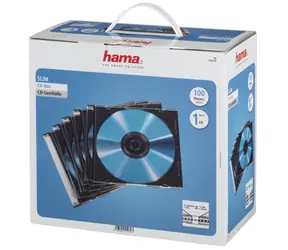 Hama CD Slim Box průhledná-černá / obal na 1 cd/dvd /  balení 100 ks (cena za balení)