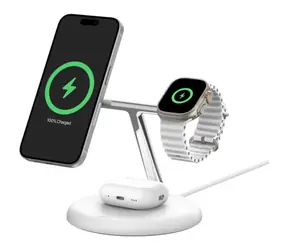 Belkin BOOST CHARGE PRO Qi2 Bezdrátová nabíjecí stanice 3v1 bílá / 15W