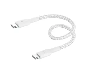 Belkin BOOST CHARGE napájecí kabel opletený USB-C na USB-C bílá / 60W / 15cm