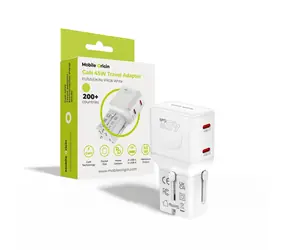 Mobile Origin PW26 Travel adapter GaN 45W bílá / Cestovní nabíječka / EU/US/UK/AU