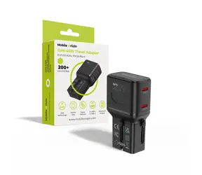 Mobile Origin PW26 Travel adapter GaN 45W černá / Cestovní nabíječka / EU/US/UK/AU 