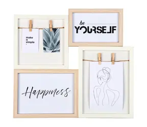 Hama dřevěná portrétová galerie KIRUNA bílá/béžová / 1x 10x15cm / 1x 15x15cm / 1x 13x18cm / 1x 15x20cm