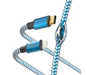 Hama MFi USB-C Lightning kabel Reflective pro Apple modrá / 1,5 m