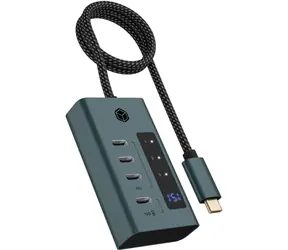 Icy Box IB-HUB1454-C31 zelená / USB hub / 4x USB-C 3.2 Gen2 / displej