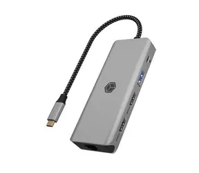 Icy Box IB-DK4012-CPD stříbrná / dokovací stanice / PD 100W / 2x HDMI / 1x RJ-45 / 1x USB-A 2.0 / 2x USB-A 3.2 Gen1