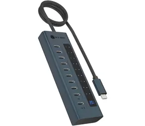 Icy Box IB-HUB1450-C31 antracitová / USB-C Hub / PD 20W / 10x USB-C 3.2 Gen2 