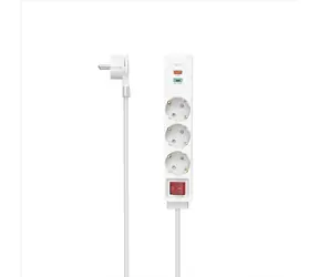 Hama prodlužovací přívod / 3x zásuvka schuko / USB-C PD  /USB-A QC / 18 W / 1,4 m