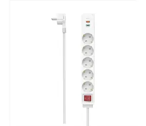 Hama prodlužovací přívod / 5x zásuvka schuko / USB-C PD / USB-A QC / 18 W / 1,4 m