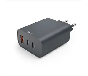 Hama rychlá USB nabíječka šedá / 2x USB-C / USB-A / PD / QC / 65 W / Ecosential