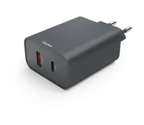 Hama rychlá USB nabíječka šedá / USB-C / USB-A / PD / QC / 45 W / Ecosential