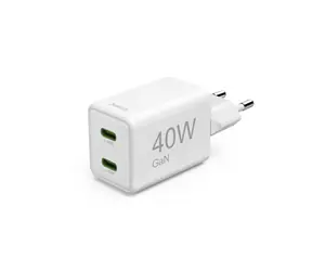 Hama rychlá USB nabíječka bílá / 2x USB-C / PD / QC / 40 W / super-mini