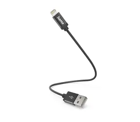 Hama MFi USB kabel pro Apple černá / USB-A / Lightning / 0.2 m / opletený